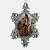Blackfoot Inder auf dem arabischen Pferd, das Schneeflocken Zinn-Ornament (Links)