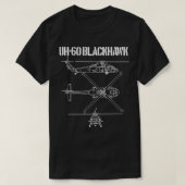 Blackhawk Schematic Military Helicopter UH60 Black T-Shirt (Design vorne)