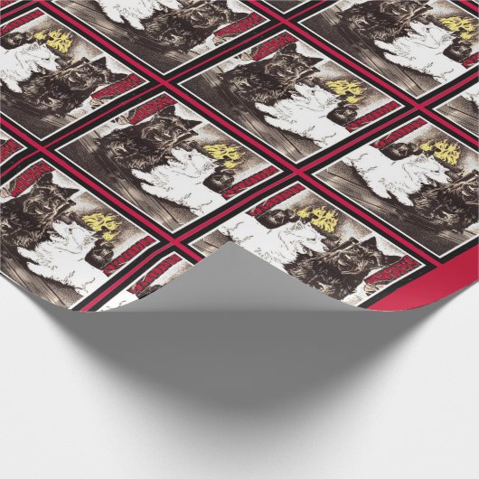 Blackie und Whitie am Feuer Geschenkpapier (Ecke)