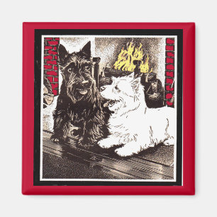 Blackie und Whitie am Feuer Magnet