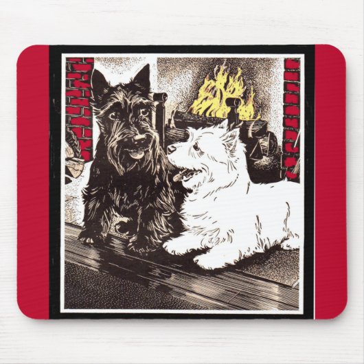 Blackie und Whitie am Feuer Mousepad (Vorne)