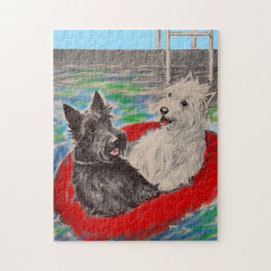 Blackie und Whitie auf einem Floß Puzzle