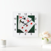 Blackjack 21 point - Queen, Six, Five Quadratische Wanduhr (Zuhause)