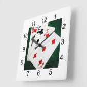 Blackjack 21 point - Queen, Six, Five Quadratische Wanduhr (Winkel)