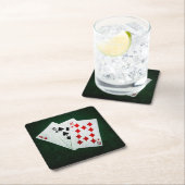 Blackjack 21 Punkt - As, 10, 10 Rechteckiger Pappuntersetzer (Vor Ort)