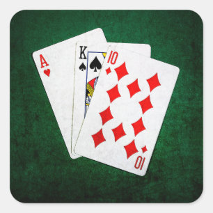 Blackjack 21 Punkt - As, King, zehn Quadratischer Aufkleber