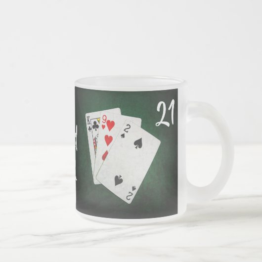 Blackjack 21 Punkt - King, Nine, Two - Viel Glück Mattglastasse (Rechts)