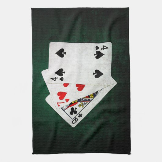 Blackjack 21 Punkt - Königin, Sieben, Vier Geschirrtuch (Vertikal)