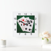 Blackjack 21 - Sieben, Sieben, Sieben Quadratische Wanduhr (Zuhause)