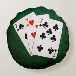 Blackjack 21 - Sieben, Sieben, Sieben Rundes Kissen