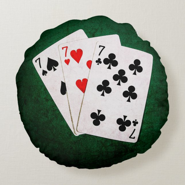 Blackjack 21 - Sieben, Sieben, Sieben Rundes Kissen (Rückseite)
