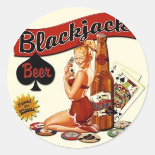 Blackjack Bier Runder Aufkleber (Vorderseite)