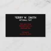 Blackjack Business Card Visitenkarte (Rückseite)