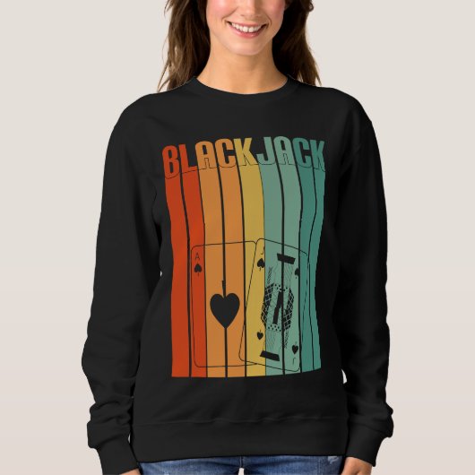 Blackjack Retro Vintage 70s Gambling Casino Blackj Sweatshirt (Vorderseite)