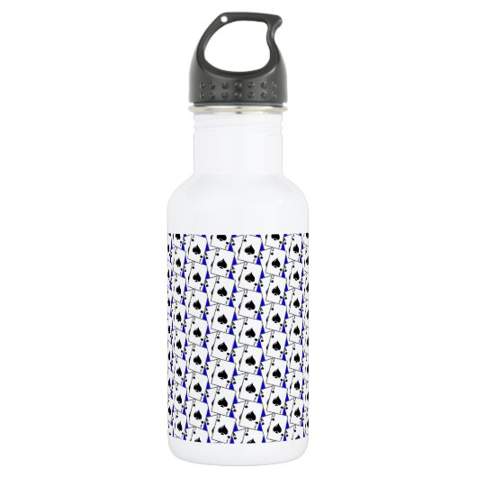 Blackjack Spades Blue Edelstahlflasche (Vorderseite)