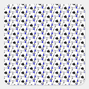 Blackjack Spades Blue Quadratischer Aufkleber