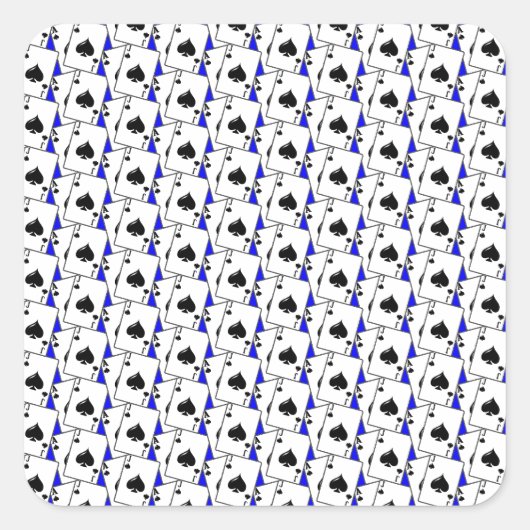 Blackjack Spades Blue Quadratischer Aufkleber (Vorderseite)