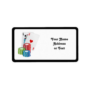 Blackjack with Poker Chips Adressaufkleber