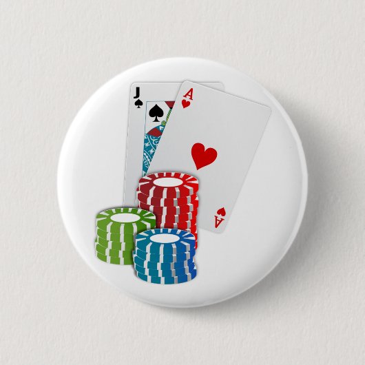 Blackjack with Poker Chips Button (Vorderseite)