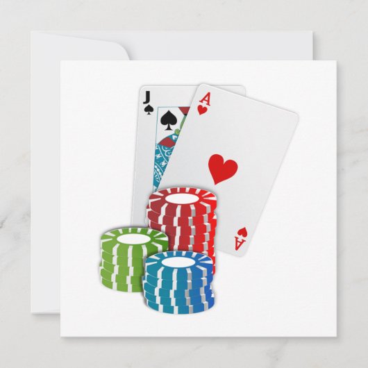 Blackjack with Poker Chips Einladung (Vorderseite)
