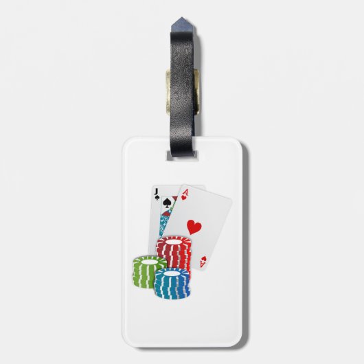 Blackjack with Poker Chips Gepäckanhänger (Rückseite vertikal)