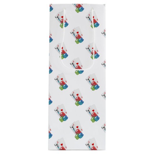 Blackjack with Poker Chips Geschenktüte Für Weinflaschen (Vorderseite)