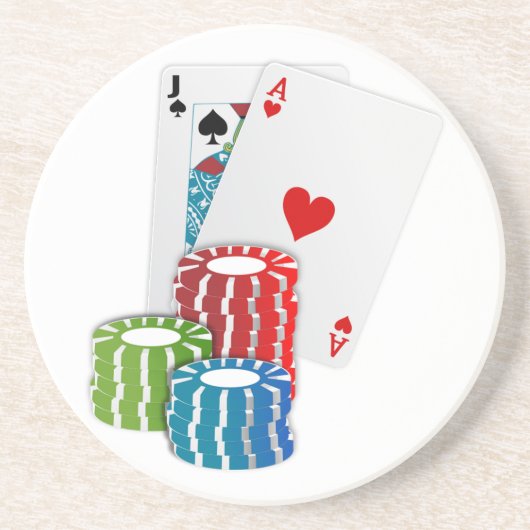 Blackjack with Poker Chips Getränkeuntersetzer (Vorne)
