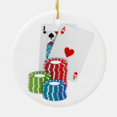 Blackjack with Poker Chips Keramik Ornament (Hinten)
