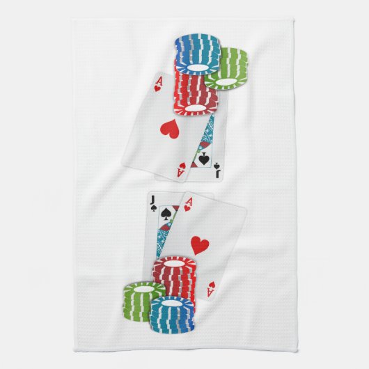 Blackjack with Poker Chips Küchentuch (Vertikal)