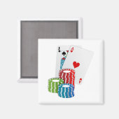 Blackjack with Poker Chips Magnet (Vorderseite/Rückseite)