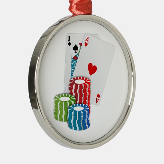 Blackjack with Poker Chips Ornament Aus Metall (Rechts)
