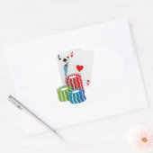 Blackjack with Poker Chips Ovaler Aufkleber (Umschlag)