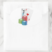 Blackjack with Poker Chips Ovaler Aufkleber (Tasche)