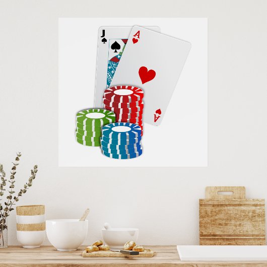 Blackjack with Poker Chips Poster (Küche)