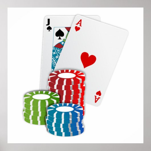 Blackjack with Poker Chips Poster (Vorne)