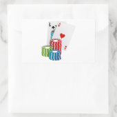 Blackjack with Poker Chips Rechteckiger Aufkleber (Tasche)