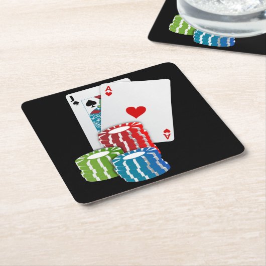 Blackjack with Poker Chips Rechteckiger Pappuntersetzer (angewinkelt)