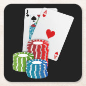 Blackjack with Poker Chips Rechteckiger Pappuntersetzer (Vorderseite)