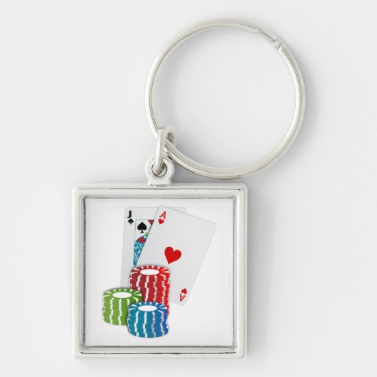 Blackjack with Poker Chips Schlüsselanhänger (Vorne)