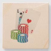 Blackjack with Poker Chips Steinuntersetzer (Vorderseite)
