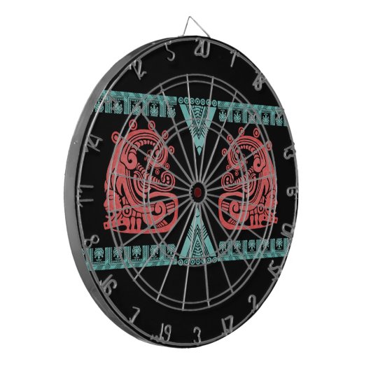 Blacklight aztekische Kriegers-Hieroglyphe Dartscheibe (Vorderseite Links)