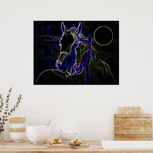 Blacklight Horses Poster Printwerbung - Pferdepost (Küche)
