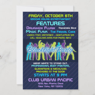 Blacklight-Party Einladung