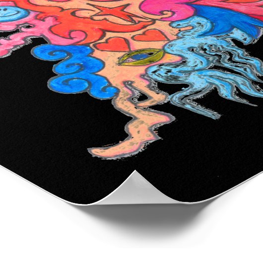 Blacklight Psychedelic Monster Poster (Ecke)