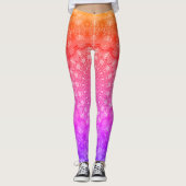 Blacklight Regenbogen-RoseMandala Leggings (Vorderseite)