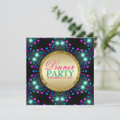 Blacklight Sparkle Magisches Abendessen Party Einl Einladung (Stehend Vorderseite)