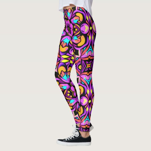 Blacklight Style Neon Wild Blume Leggings (Links)