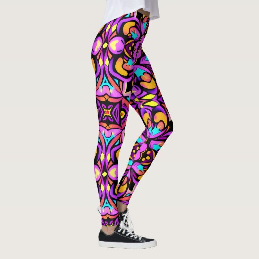 Blacklight Style Neon Wild Blume Leggings (Rechts)
