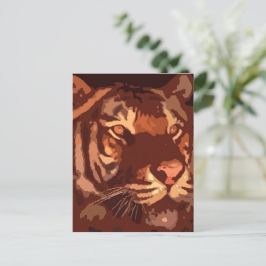 Blacklight Tiger Face Postkarte (Stehend Vorderseite)