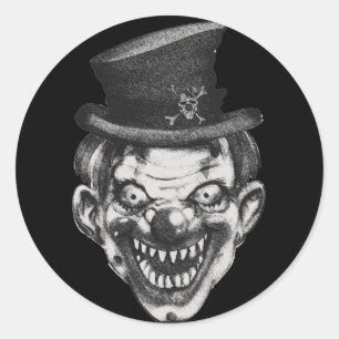 BlackLines glücklicher Zahn-Clown Runder Aufkleber